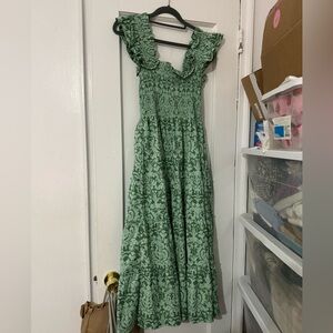NWT Hill House Ellie midi Nap dress Green Jacquard size XS brand new!